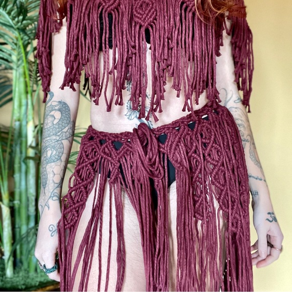 Handmade Macramé High Low Skirt - Picture 2 of 9
